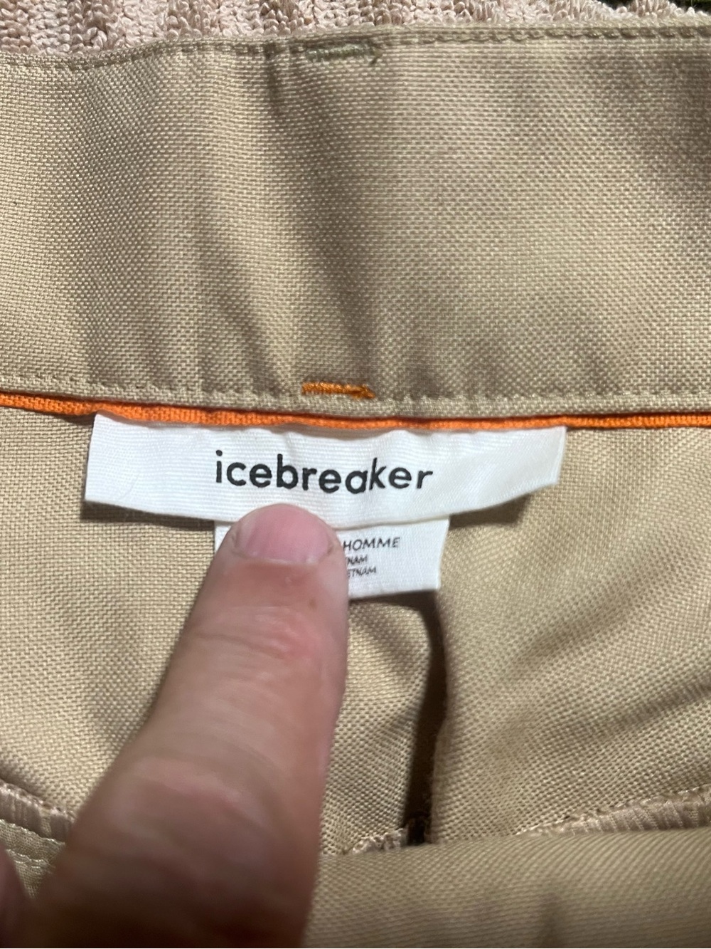 Icebreaker Merino Blend Beige Shorts with Orange Piping, Measure 32” - Picture 4 of 12